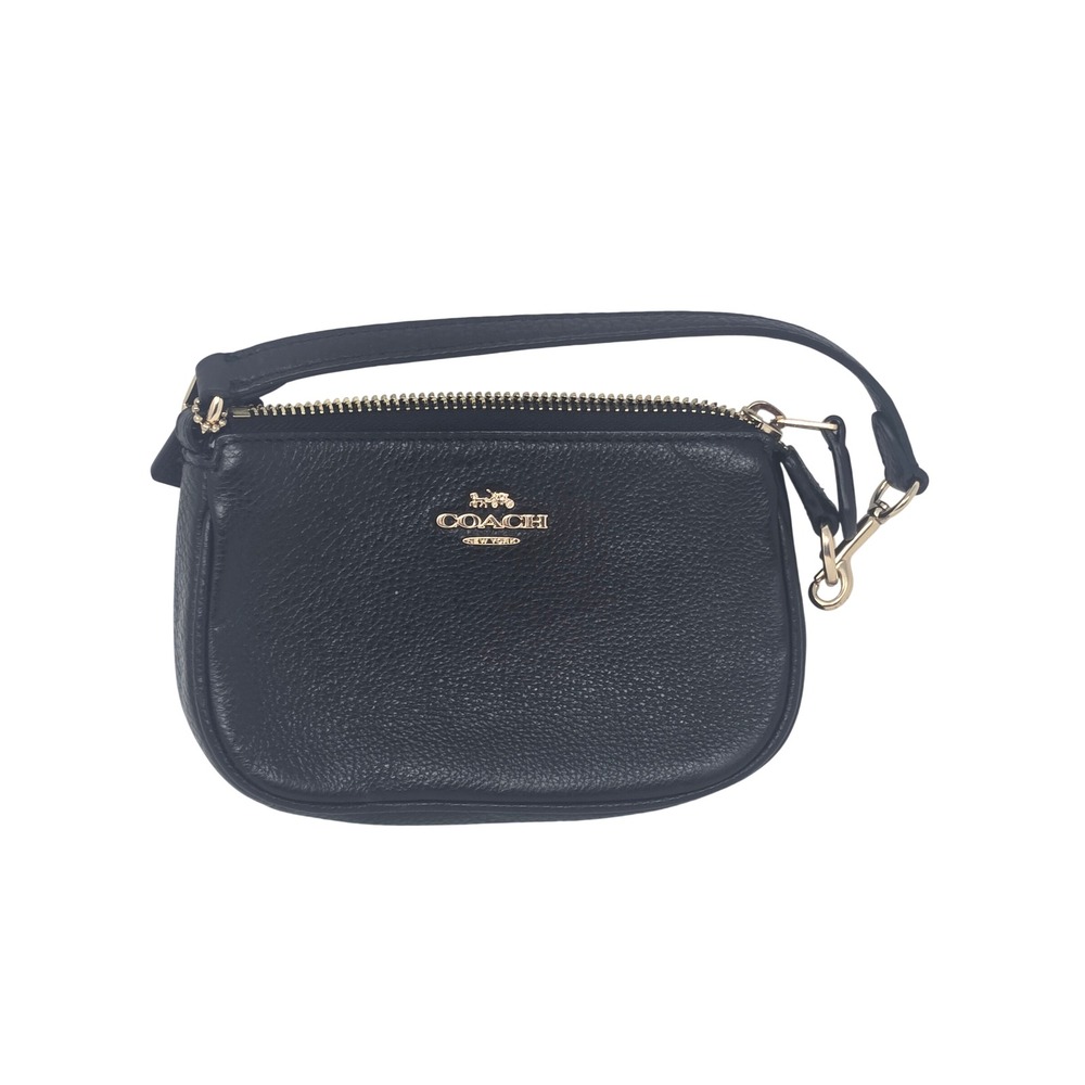 Coach Nolita 15 Black Pebbled Leather Wristlet Gold Hardware Bag 22952